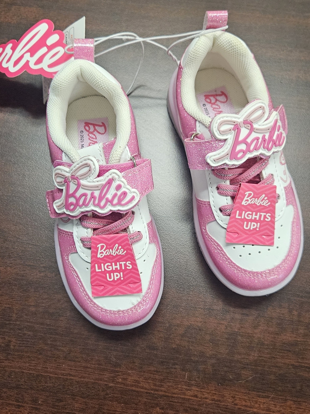 Barbie Pink and White Light-Up Kids Sneakers